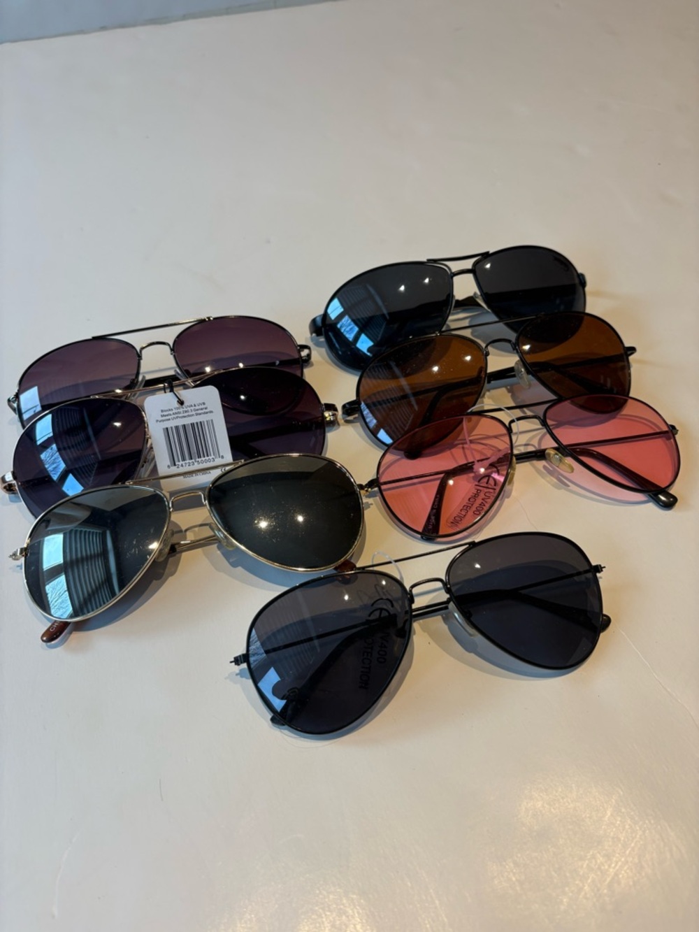 New - Lot of 7 Womens Mens Unisex Aviator Pilot Sunglasses Assorted
